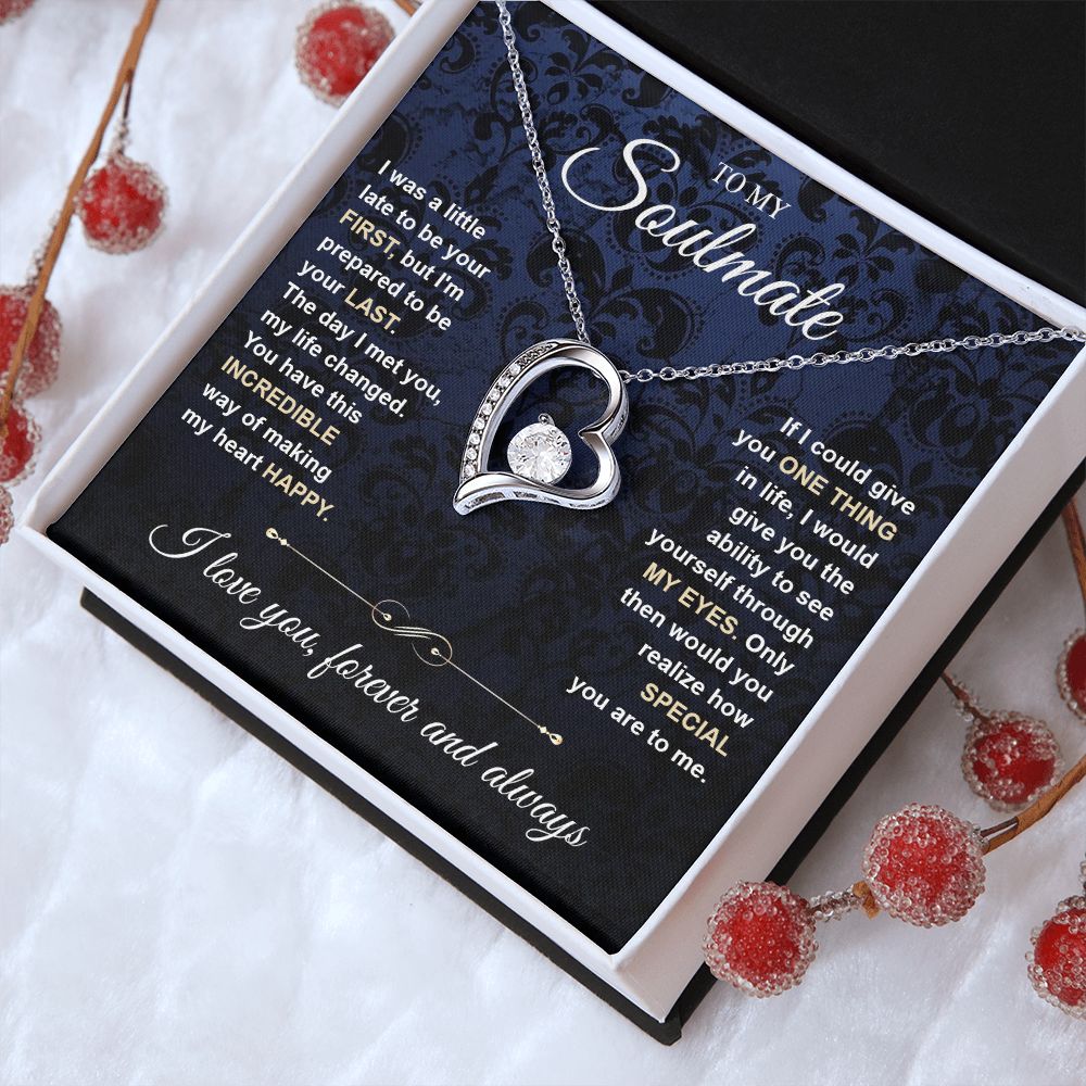 To My Soulmate Necklace for Women, Necklaces Gift For Wife from Husband, Soulmate Jewelry to My Future Wife Necklace and Necklace For Girlfriend with Message Card and Necklace Gift Box Gift Box Styles on Birthday, Christmas, Wedding, Anniversary Forever L