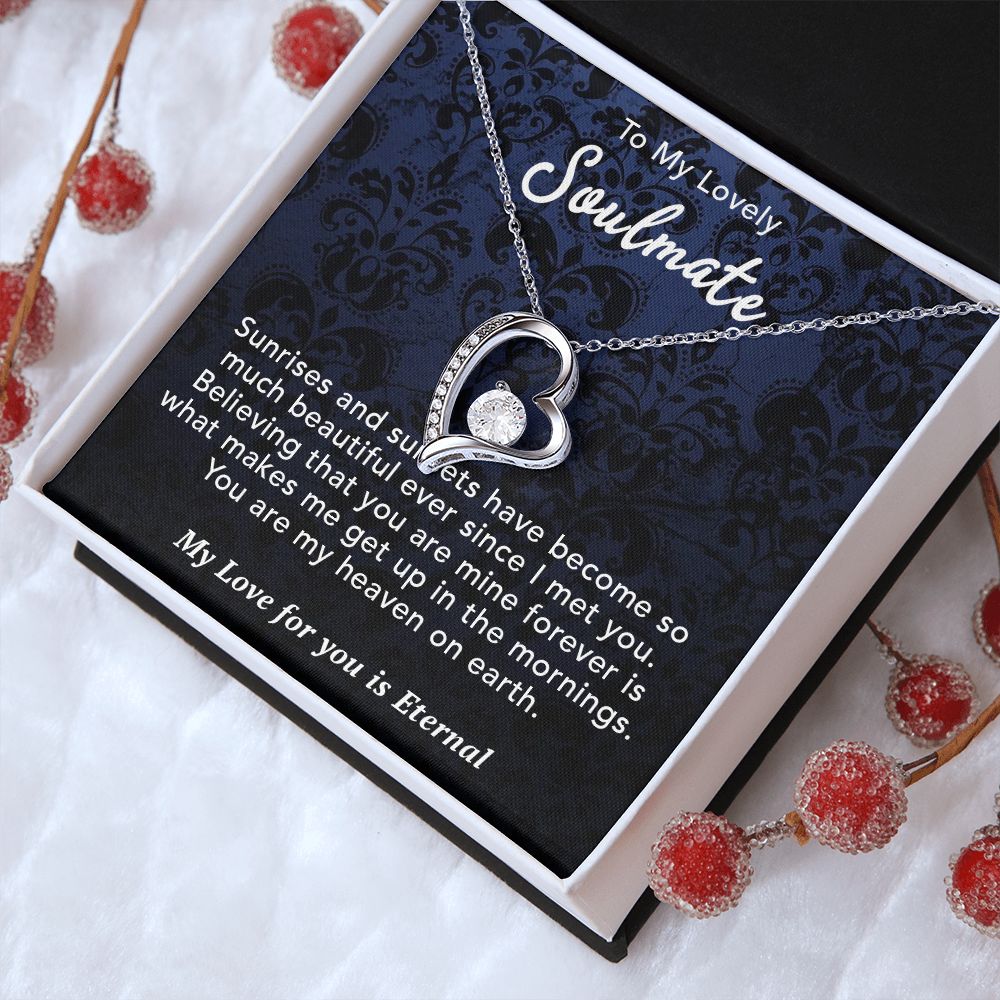 To My Lovely Soulmate Necklace Gift From Husband To My Badass Wife Pendant Wedding Jewelry with Message Card and Gift Box. Gift for Wife. Necklace Gift Set for Wife Necklace Gifts Box Gift Box Styles Forever Love