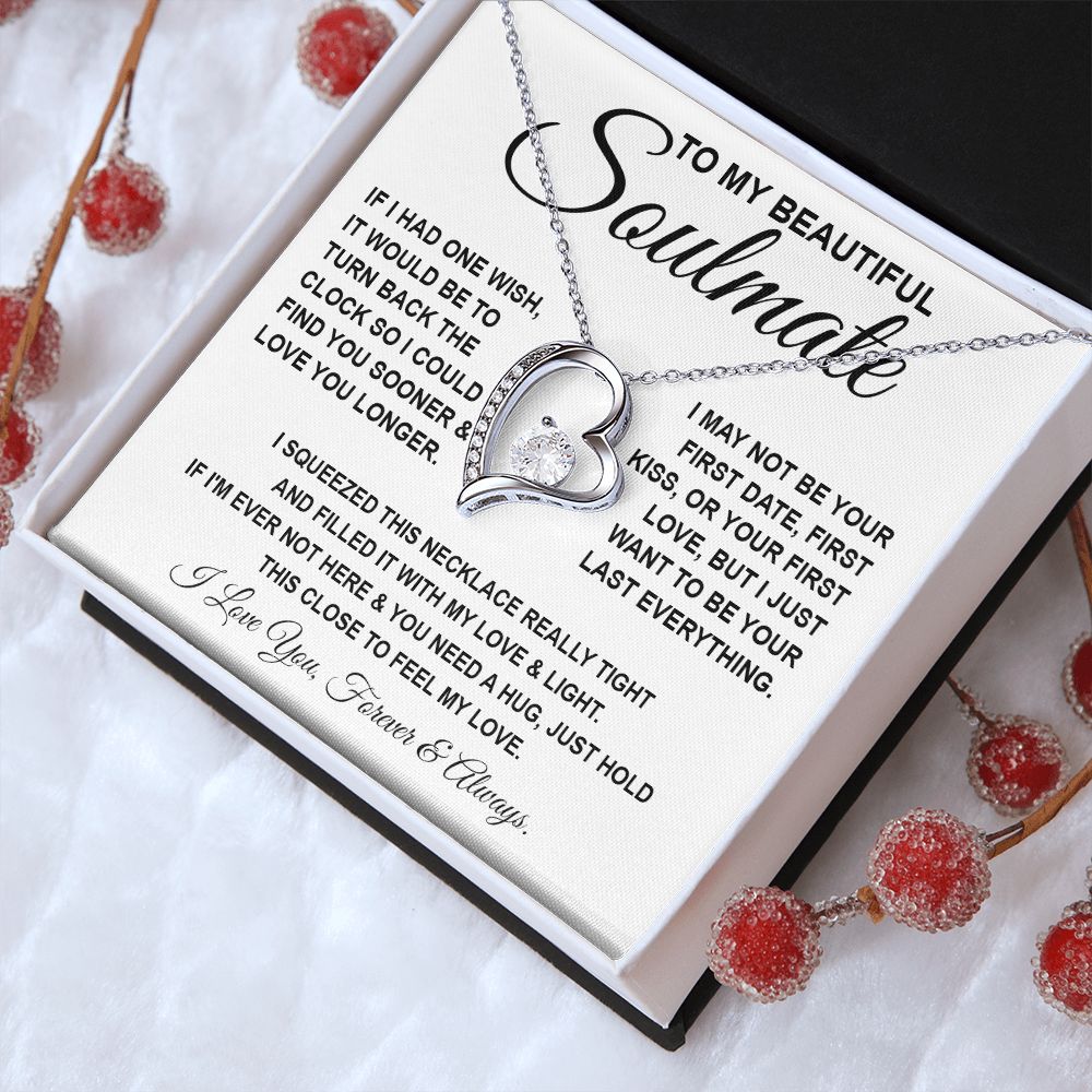 To My Beautiful Soulmate Necklace, Soulmate Jewelry For Women, Wife Necklace From Husband, Soulmate Gifts For Her, To My Future Wife Necklace Message Card and Necklace Gift Box Gift Box Styles on Birthday, Wedding, Anniversary, Valentine Forever Love