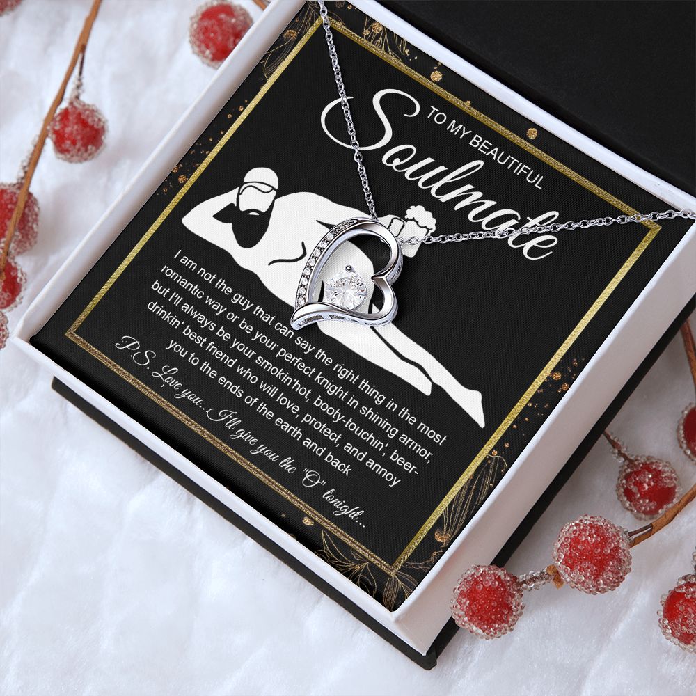 To My Beautiful Soulmate Necklace For Women, Funny Gifts For Girlfriend,Valentine Christmas Presents For Girlfriend, Best Birthday Meaningful Gift Ideas For Wife, Women Romantic Jewelry For Her Wedding Message Card and Gift Box Styles Forever Love