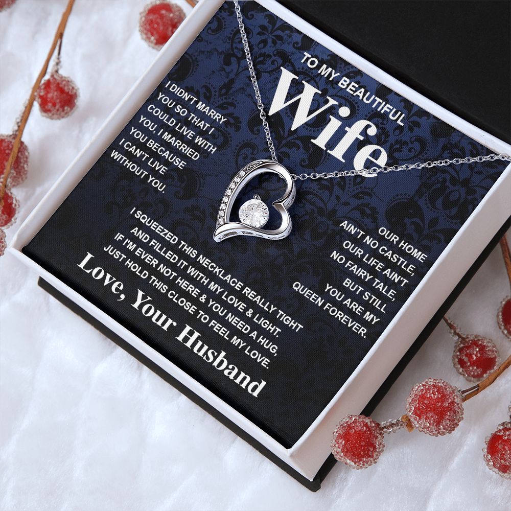 Wife Necklace Gift From Husband To My Badass Wife Valentines Day Anniversary Jewelry with Message Card and Gift Box. Gift for Wife. Necklace Gift Set for Wife Message Card and Necklace Gifts Box Gift Box Styles Forever Love