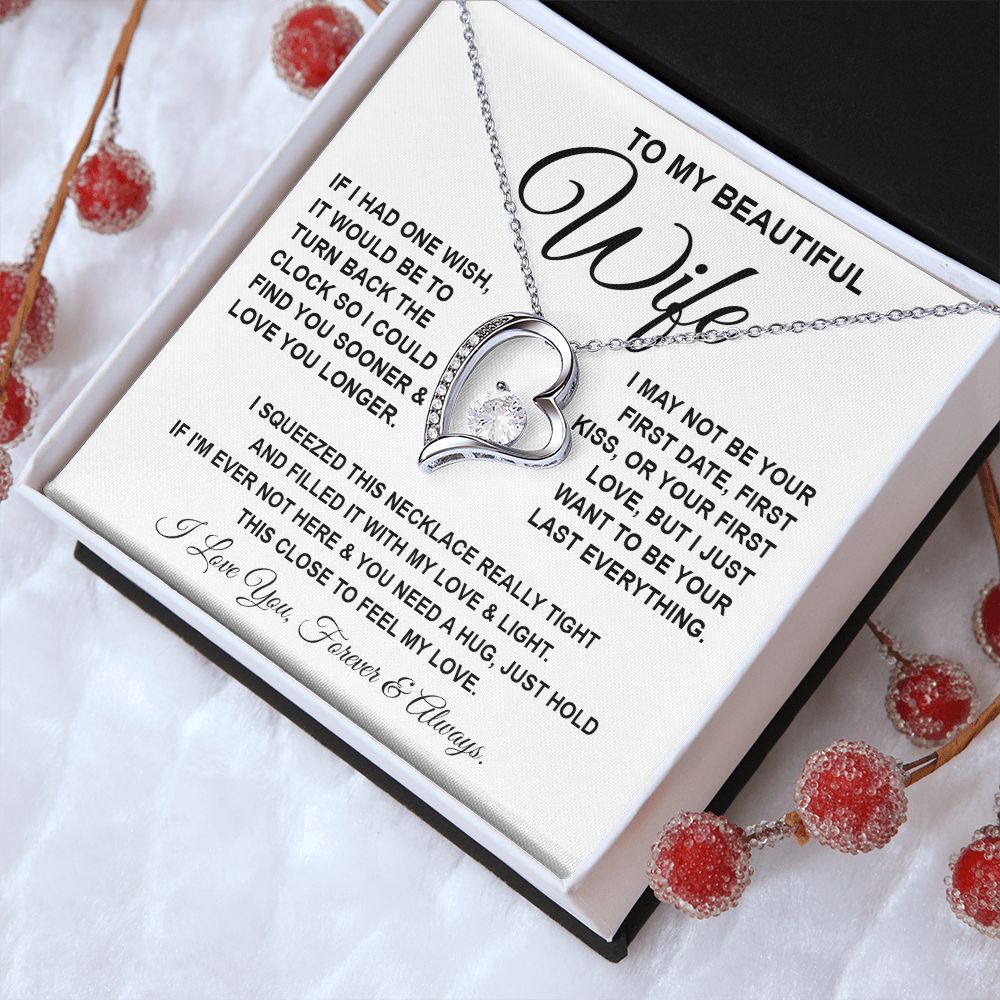 To My Beautiful Wife Necklace, Soulmate Jewelry For Women, Wife Necklace From Husband, Soulmate Gifts For Her, To My Future Wife Necklace Message Card and Necklace Gift Box Gift Box Styles on Birthday, Wedding, Anniversary, Valentine Forever Love
