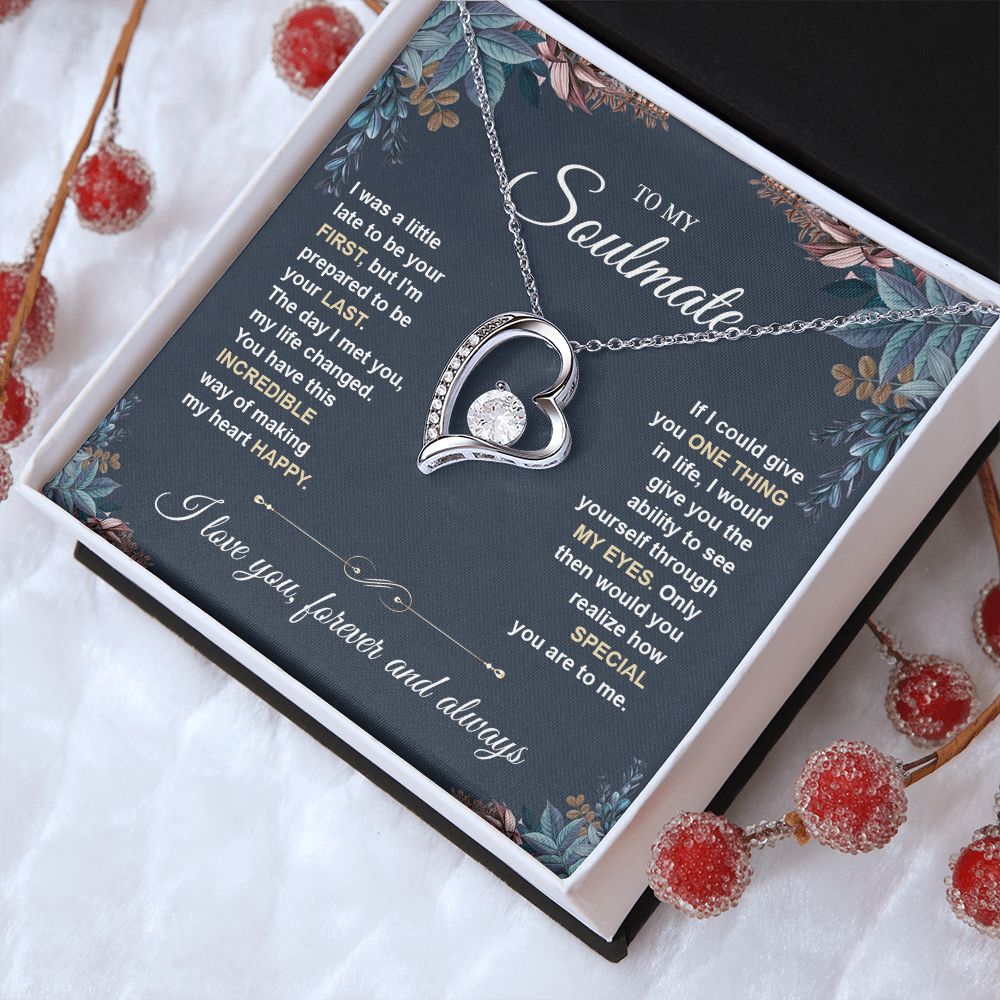 To My Soulmate Necklace for Women, Necklaces Gift For Wife from Husband, Soulmate Jewelry to My Future Wife Necklace, Necklace For Girlfriend with Message Card and Necklace Gift Box Gift Box Styles on Birthday, Christmas, Wedding, Anniversary Forever Love