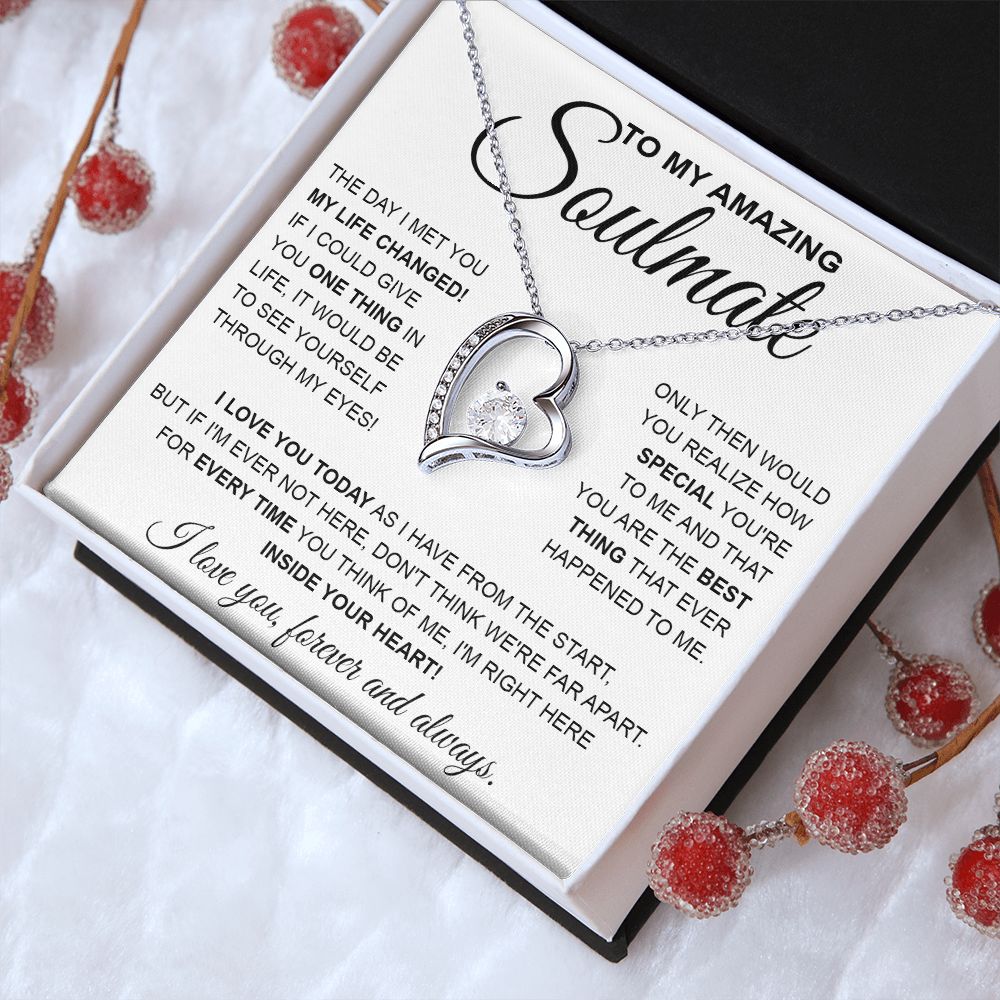 to My Soulmate Necklace, Soulmate Jewelry for Women, Wife Gifts from Husband , Valentine Necklace for Wife Soulmate Gifts Future Wife Necklace Message Card and Gift Box Styles on Birthday, Wedding, Anniversary, Valentine Forever Love