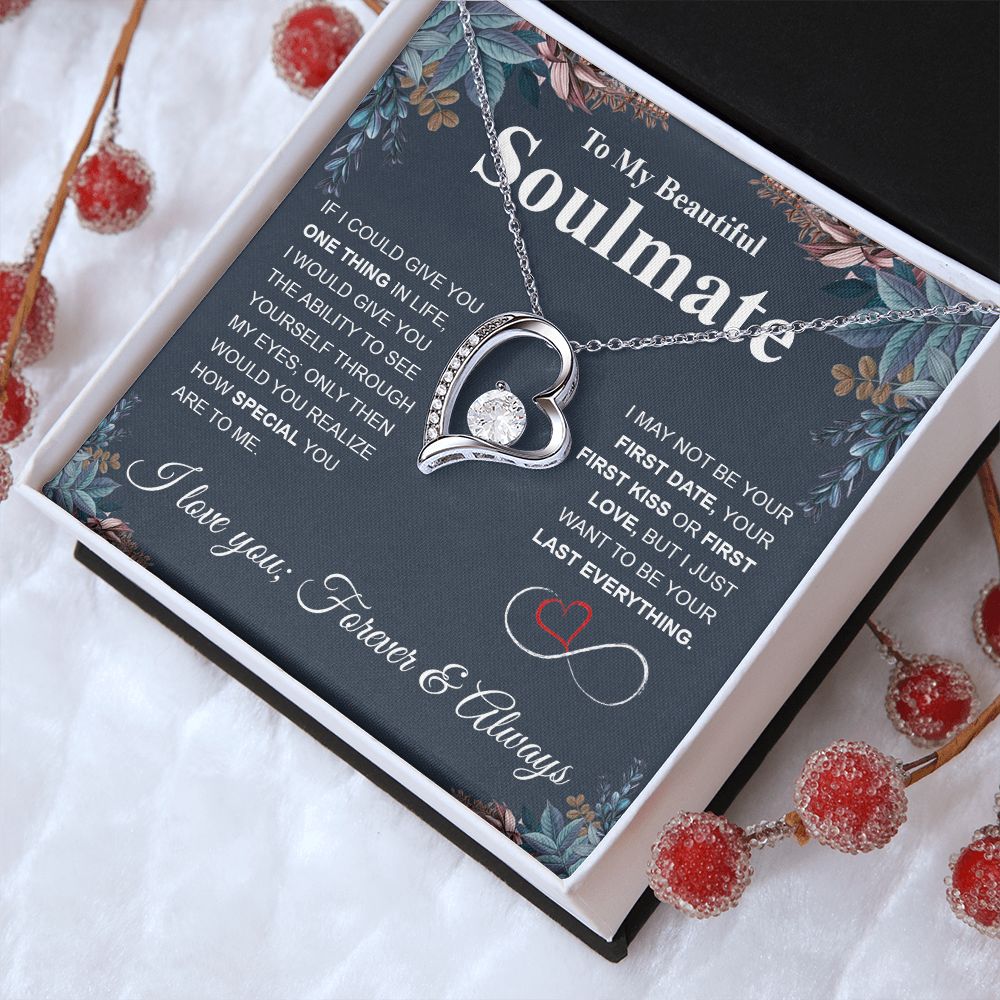 To My Beautiful Soulmate Necklace My Last Everything, Promise Necklace For Her, Fiance Gift For Her, Wedding Gifts For Future Wife With Message Card Box LED, Soulmate Necklace For Women, To My Wife Necklace Forever Love
