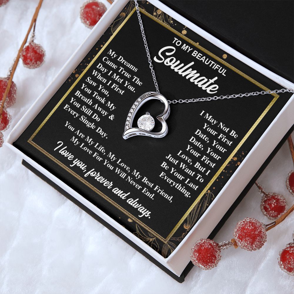 To My Soulmate Necklace Gift for Her, Soulmate Necklace, Necklaces for Wife from Husband, Birthday To My Wife Necklace, Soulmate Gifts, Necklace Message Card and Gift Box Styles on Birthday, Wedding, Anniversary, Valentine Forever Love