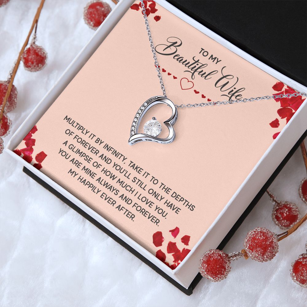 Couples Gifts, To My Beautiful Wife Necklace Gifts From Husband, Wedding Anniversary Jewelry For Wife From Husband, Wife Birthday From Husband, To My Soulmate Message Card and Gift Box styles On Birthday, Christmas, Anniversary  Forever Love