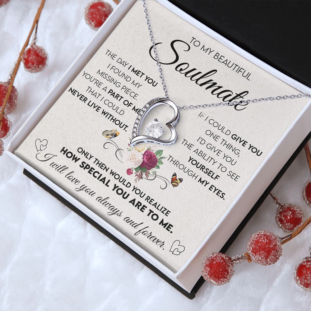 Personalized Valentine Gift For Wife, To My Soulmate Necklace For Women, Soulmate Jewelry, To My Wife Necklace From Husband, Necklace Custom Name Message Card and Gift Box Styles on Birthday, Christmas, Wedding, Anniversary Forever Love
