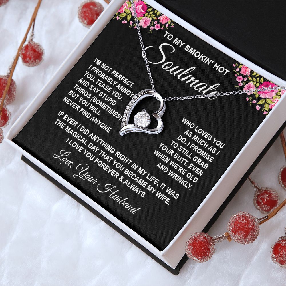 Soulmate Necklace Gifts from Husband, Wedding Gifts for Wife from Husband, Wife Birthday Gifts from Husband, To My Wife Necklace Message Card and Necklace Gifts Box Gift Box Styles on Birthday, Wedding, Anniversary, Valentine Forever Love