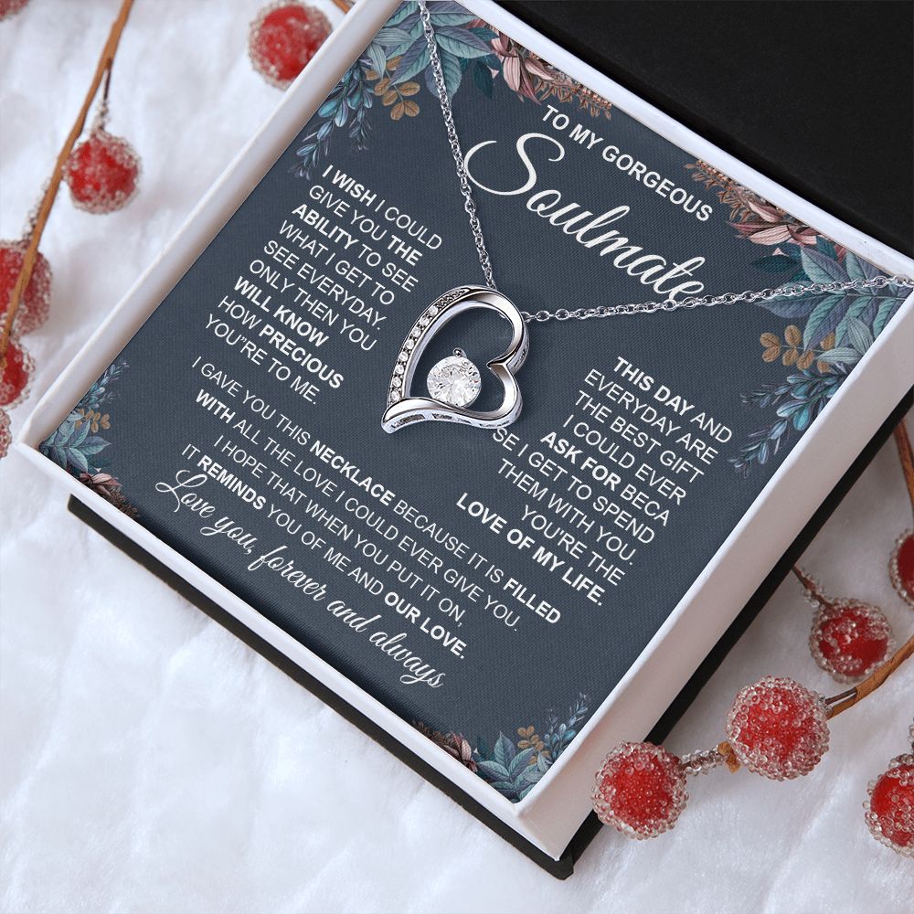 to My Soulmate Necklace from Husband, Necklaces for Wife from Husband, to My Soulmate Necklace for Women, Soulmate Jewelry for Wife Anniversary Jewelry Gifts for Wife Valentine Gifts from Husband Forever Love