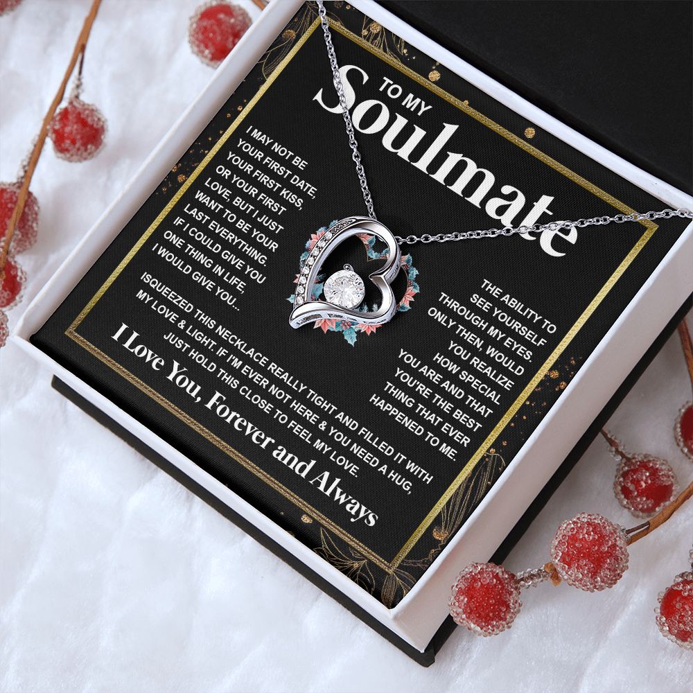 Couples Gifts Necklace To My Soulmate Necklace Anniversary Wedding Jewelry Romantic Gifts For My Wife Pendant Jewelry with Message Card and Box Necklaces for Women Valentines Day Happy Anniversary Wedding Present Forever Love