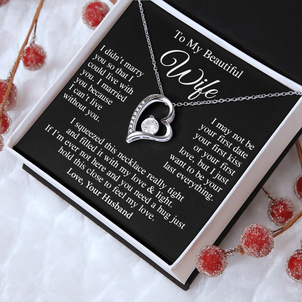 Wife Necklace Gift From Husband, Anniversary Romantic Gifts for Wife from Husband, Wife Birthday Gifts Message Card and Necklace Gifts Box Gift Box Styles on Birthday, Wedding, Anniversary, Valentine Forever Love