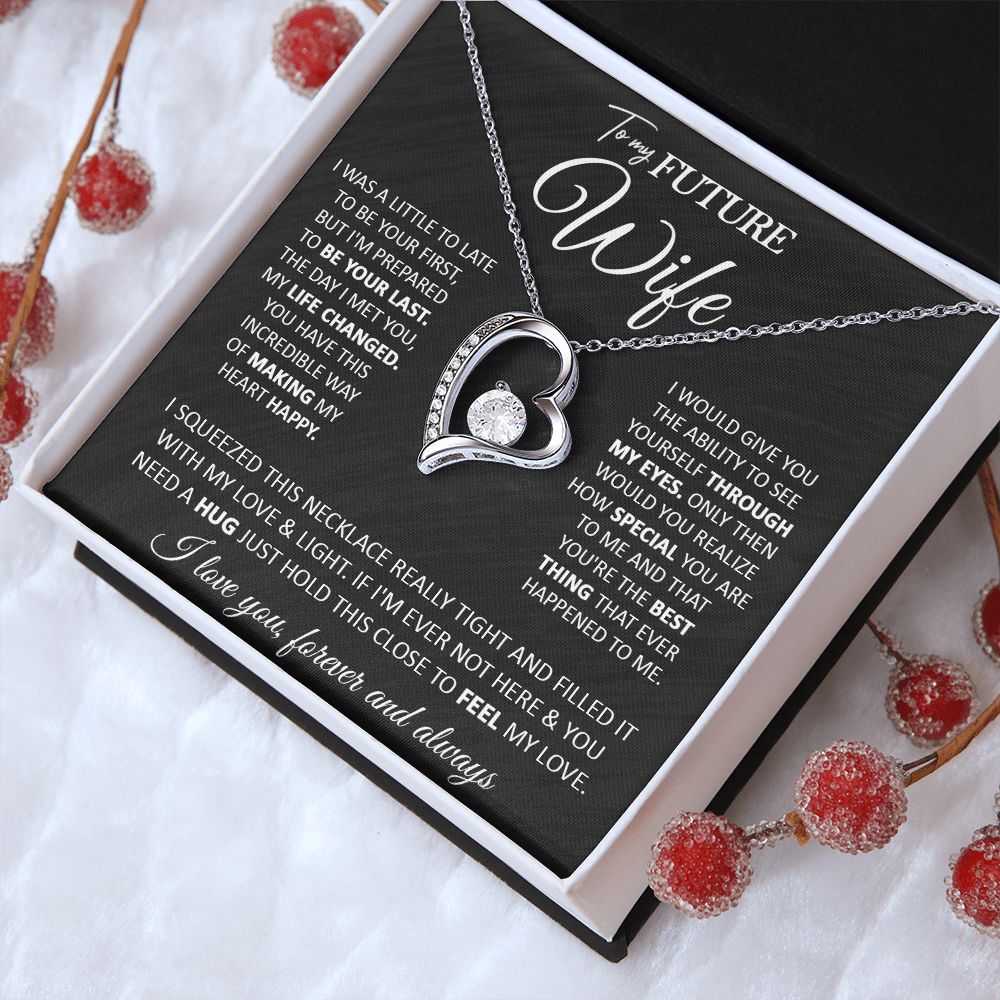 Couples Gifts, To My Beautiful Wife, Necklace From Husband, Valentine For Wife From Husband, Wife Wedding From Husband, To My Wife, Necklace Custom Name Message Card and Gift Box Styles on Birthday, Christmas, Wedding, Anniversary Forever Love