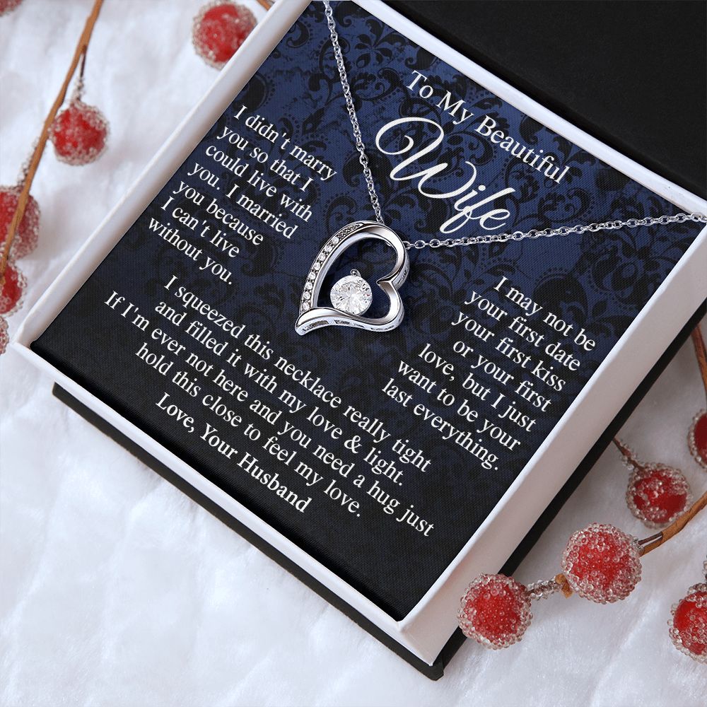 Wife Necklace Gift From Husband, Anniversary Romantic Gifts for Wife from Husband, Wife Valentine Gifts Message Card and Necklace Gifts Box Gift Box Styles on Birthday, Wedding, Anniversary, Valentine Forever Love