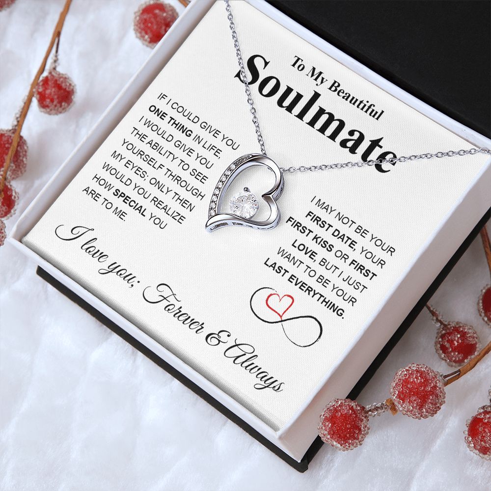 To My Beautiful Soulmate Necklace My Last Everything, Promise Necklace For Her, Fiance Gifts For Her, Valentine Gifts For Future Wife With Message Card Box LED, Soulmate Necklace For Women, To My Wife Necklace copy Forever Love
