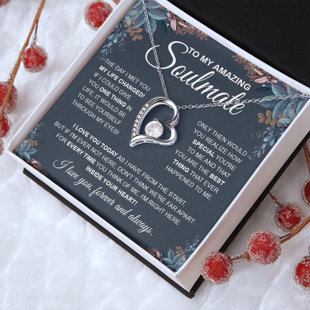 to My Soulmate Necklace, Soulmate Jewelry for Women, Wife Gifts from Husband, Wedding Necklace for Wife Soulmate Gifts Future Wife Necklace Message Card and Gift Box Styles on Birthday, Wedding, Anniversary, Valentine Forever Love