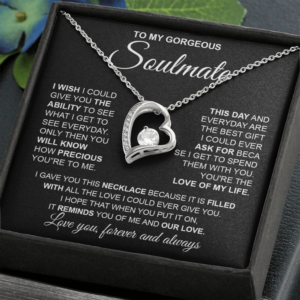 to My Soulmate Necklace from Husband, Necklaces for Wife from Husband, to My Soulmate Necklace for Women, Soulmate Jewelry for Wife Valentine Jewelry Gifts for Wife Birthday Gifts from Husband Forever Love