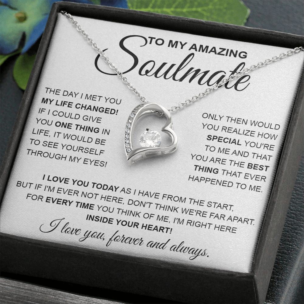to My Soulmate Necklace, Soulmate Jewelry for Women, Wife Gifts from Husband , Valentine Necklace for Wife Soulmate Gifts Future Wife Necklace Message Card and Gift Box Styles on Birthday, Wedding, Anniversary, Valentine Forever Love