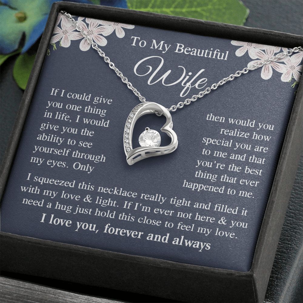 Wife Necklace Gift for Her, Soulmate Jewelry, Necklace for Future Wife, Wedding Anniversary Jewelry for Wife Necklace Gifts from Husband - Soulmate Gift Necklace with Message Card and Gift Box Forever Love