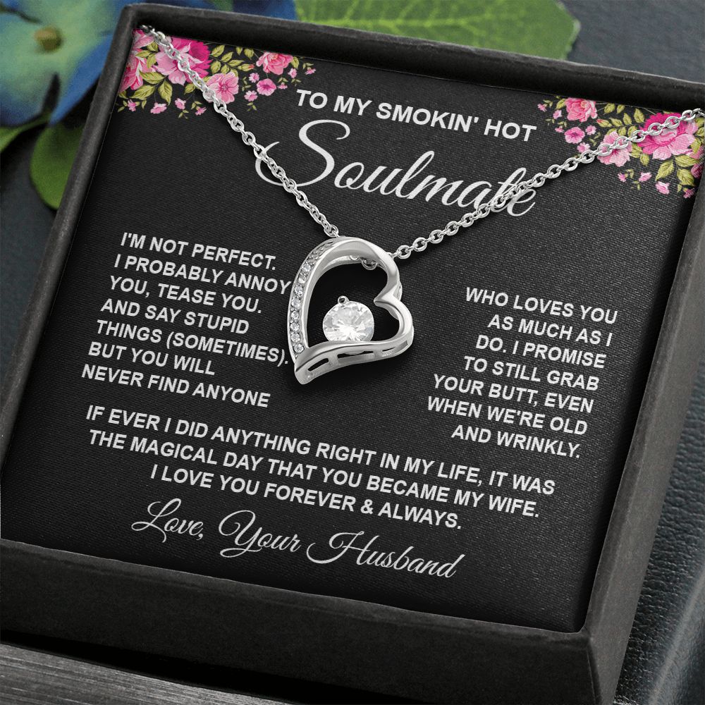 Soulmate Necklace Gifts from Husband, Wedding Gifts for Wife from Husband, Wife Birthday Gifts from Husband, To My Wife Necklace Message Card and Necklace Gifts Box Gift Box Styles on Birthday, Wedding, Anniversary, Valentine Forever Love