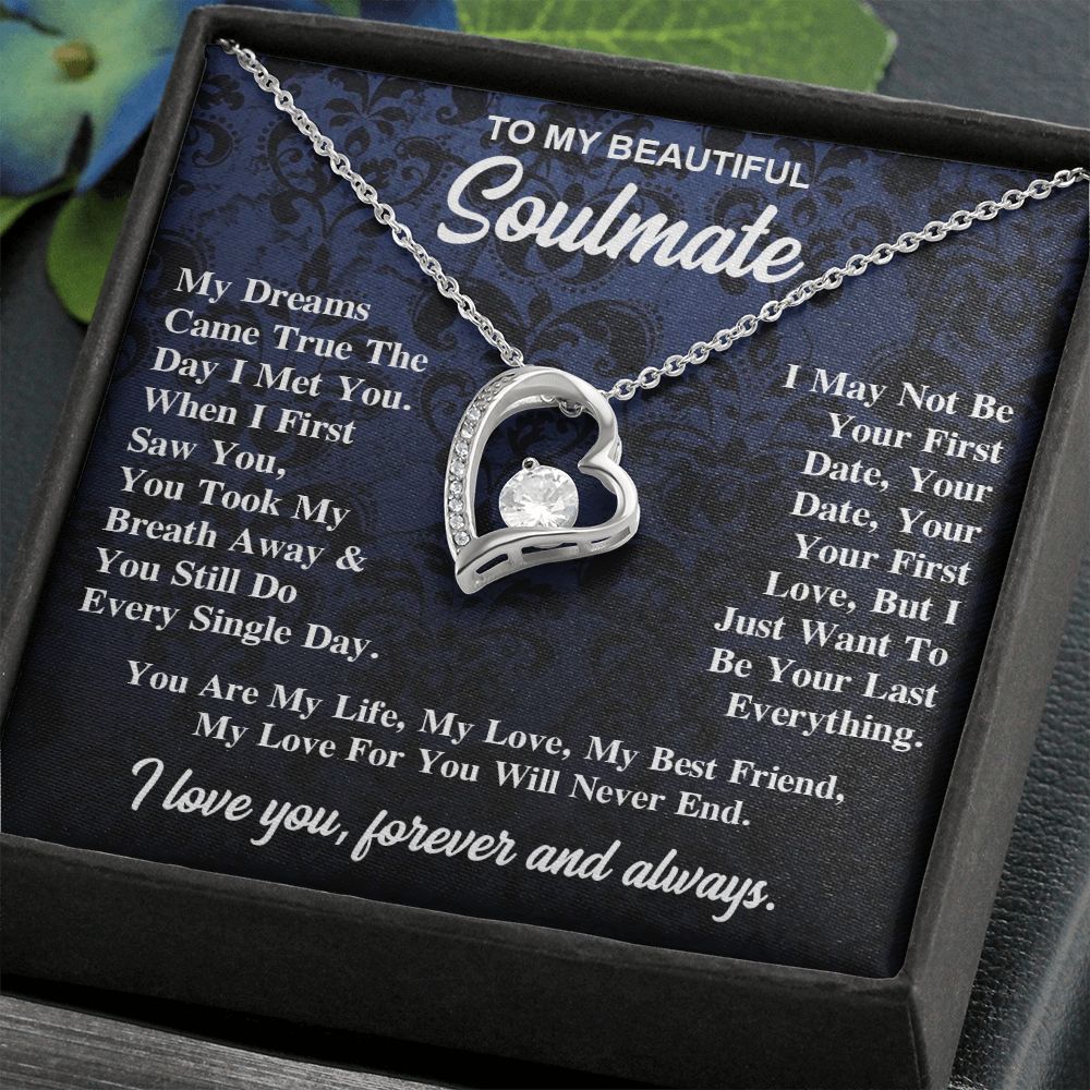 To My Soulmate Necklace Gift for Her, Soulmate Jewelry, Necklaces for Wife from Husband, Wedding To My Wife Necklace, Soulmate Gifts, Necklace Message Card and Gift Box Styles on Birthday, Wedding, Anniversary, Valentine Forever Love