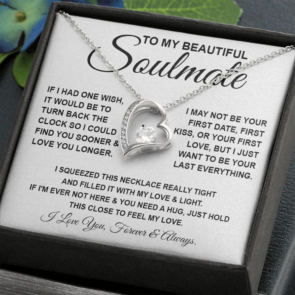 To My Beautiful Soulmate Necklace, Soulmate Jewelry For Women, Wife Necklace From Husband, Soulmate Gifts For Her, To My Future Wife Necklace Message Card and Necklace Gift Box Gift Box Styles on Birthday, Wedding, Anniversary, Valentine Forever Love