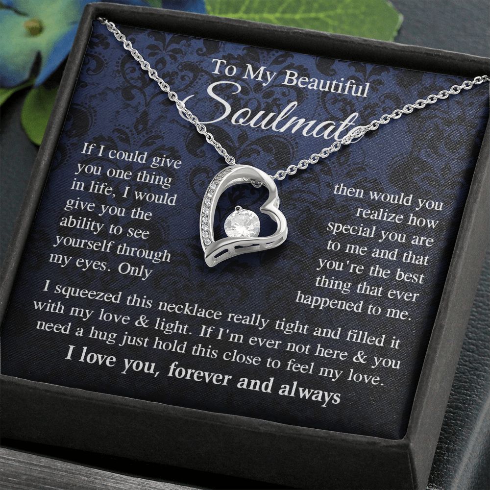 Soulmate Necklace Gift for Her, Soulmate Jewelry, Necklace for Future Wife, Valentine Anniversary Jewelry for Wife Necklace Gifts from Husband - Soulmate Gift Necklace with Message Card and Gift Box Forever Love