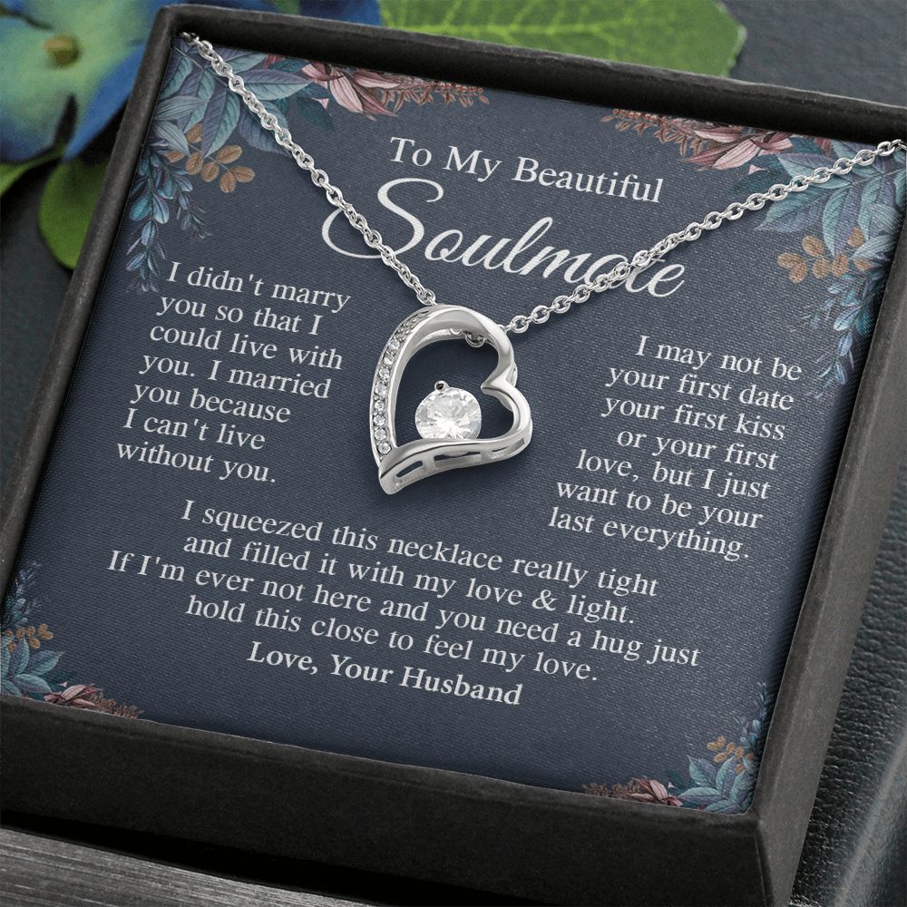 Soulmate Necklace Gift From Husband, Anniversary Romantic Gifts for Wife from Husband, Soulmate Anniversary Gifts Message Card and Necklace Gifts Box Gift Box Styles on Birthday, Wedding, Anniversary, Valentine Forever Love