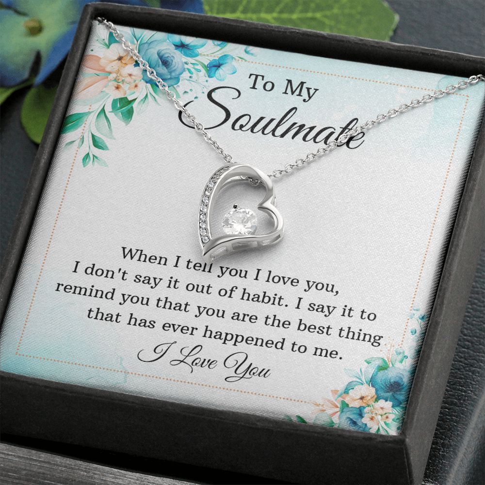 To My Soulmate, To My Wife Necklace, Wife Necklace, Wife Gift, WIfe Gift From Husband, Happy Anniversary, Meaningful Necklace Message Card and Gift Box Styles on Birthday, Christmas, Anniversary Forever Love