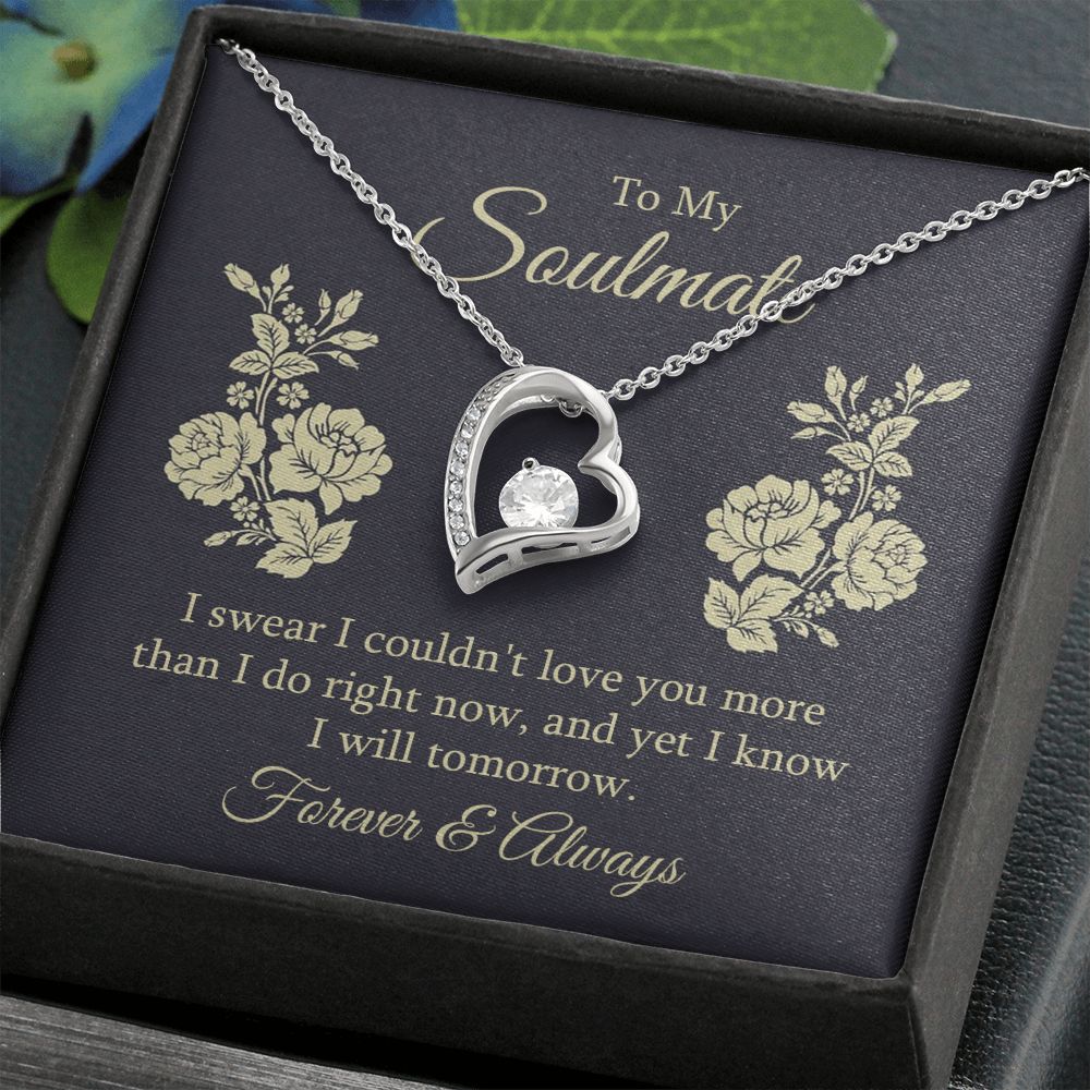 To My Soulmate Necklace for her Jewelry For Her Couples Gifts Necklaces For Soul Mate Christmas Jewelry, Forever & Always, Love Knot Meaningful Necklace Message Card and Gift Box Styles on Birthday, Christmas, Anniversary Forever Love