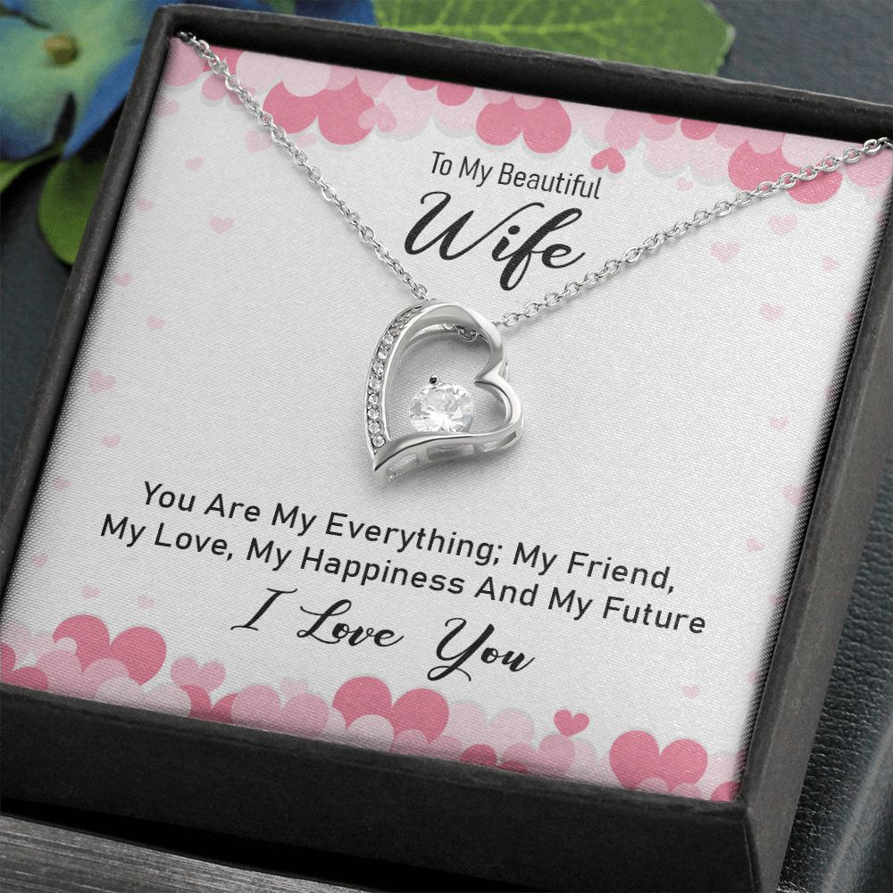 Couples Gifts Necklace To My Beautiful Wife Necklace Gifts For My Wife, I Love You, Love Knot Meaningful Necklace Message Card and Gift Box Styles on Birthday, Christmas, Anniversary Forever Love