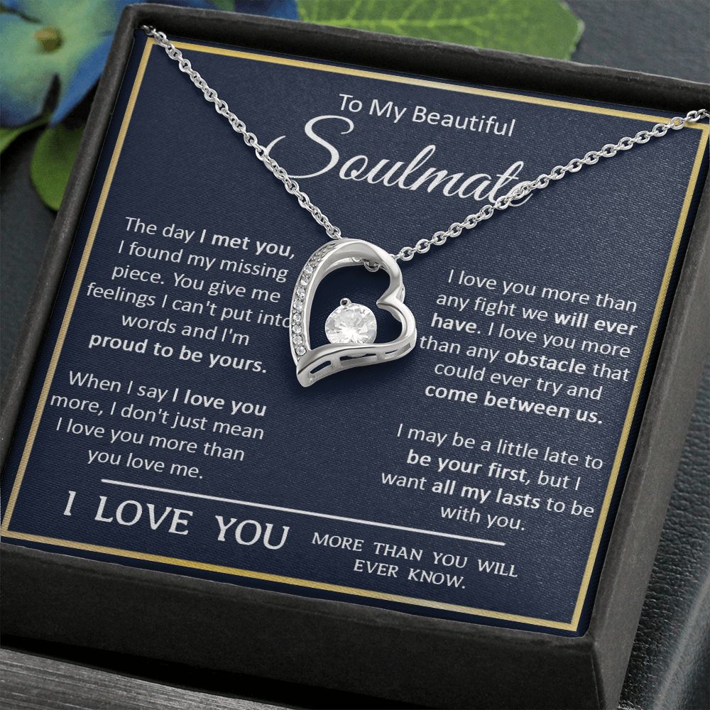 Couples Gifts, My Beautiful Soulmate Necklace Gifts From Husband, Wedding Anniversary For Wife From Husband, To My  Wife Necklace, Necklace Custom Name Message Card and Gift Box Styles on Birthday, Christmas, Wedding, Anniversary Forever Love