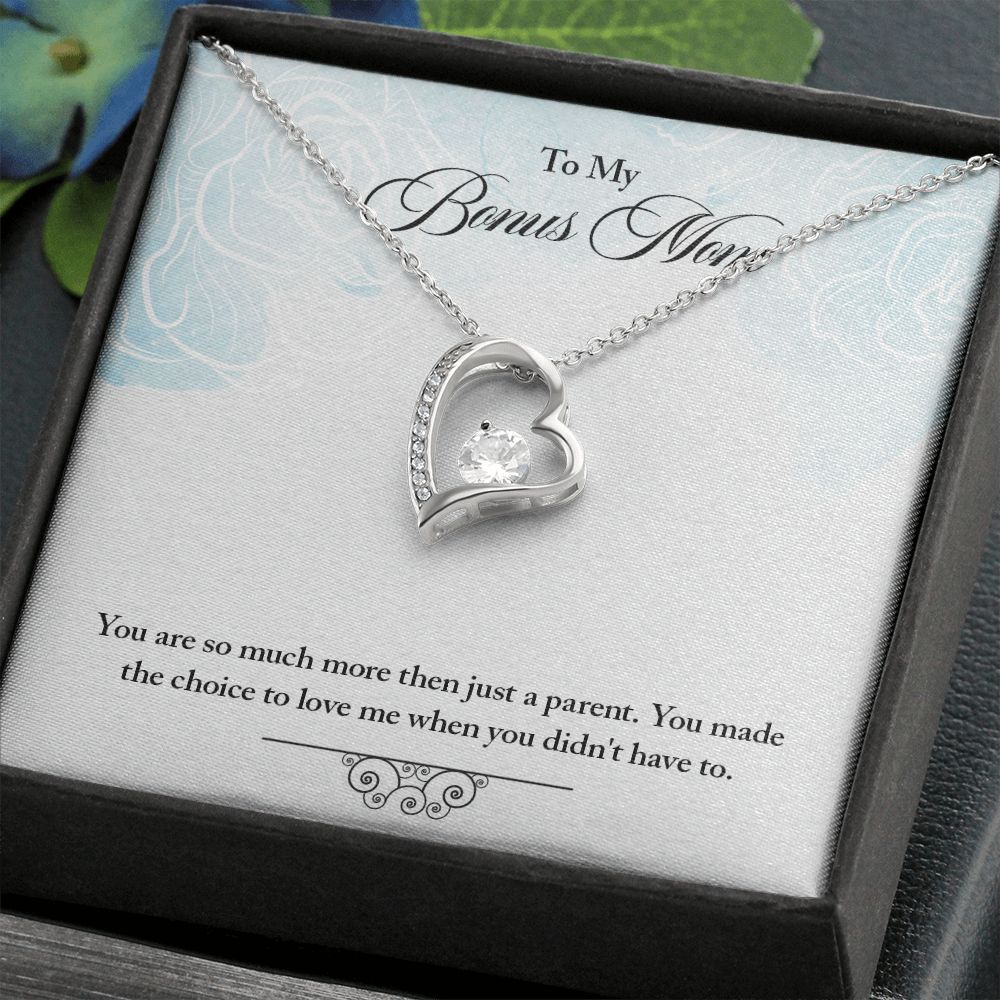 My Bonus Mom Necklace, Dear Mom, Mother's Day Necklace, Gift for Mom from Daughter, Son, Amazing Mom, Perfect Mother Mother's Day Gift, Love Knot Necklace Message Card and Gift Box Styles on Birthday, Christmas, Anniversary  Forever Love