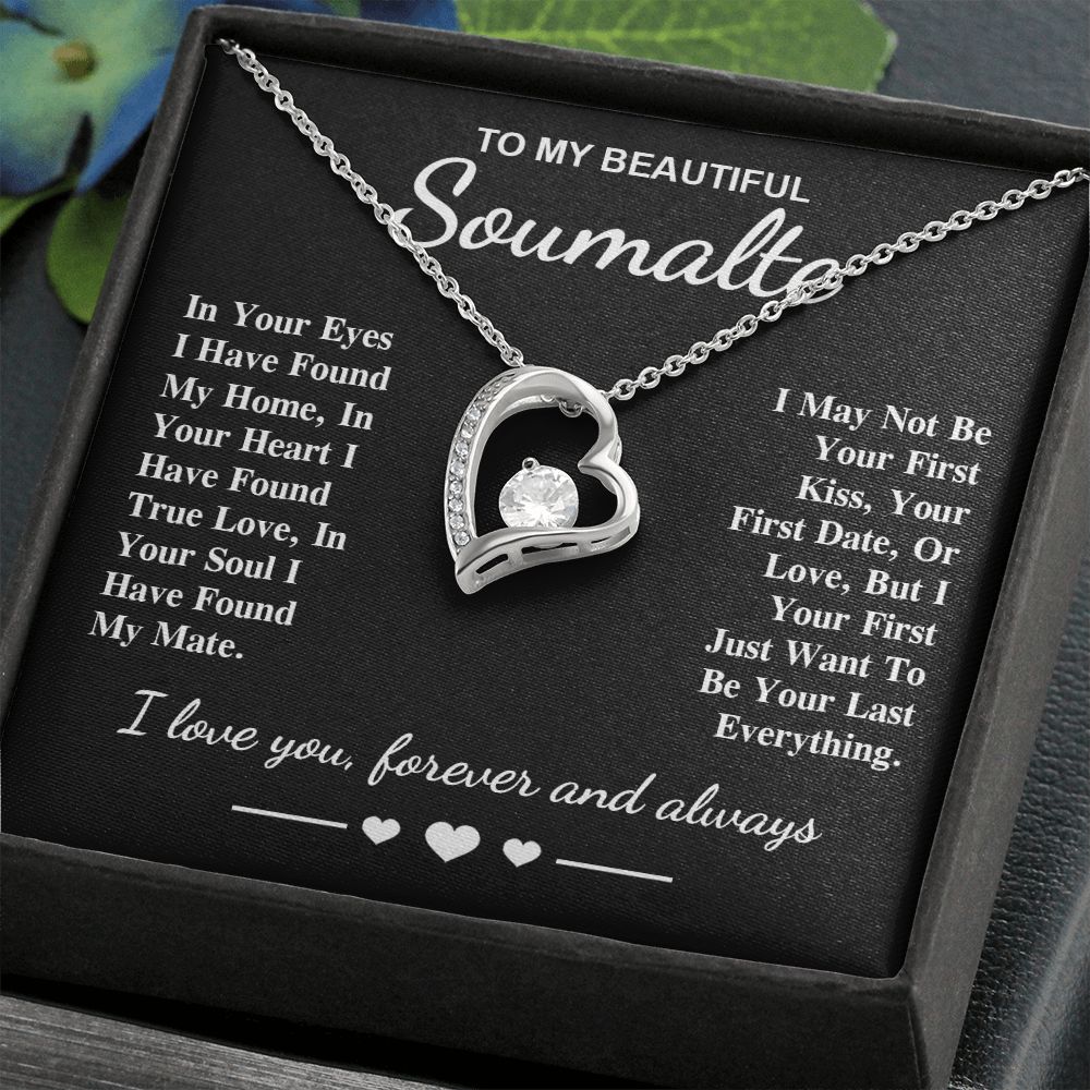 To My Beautiful Soulmate Necklace Gifts, Soulmate for Wife Birthday Gifts from Husband, Valentine for Women, Soulmate Gifts, Message Card and Necklace Gifts Box Gift Box Styles on Birthday, Wedding, Anniversary, Valentine Forever Love