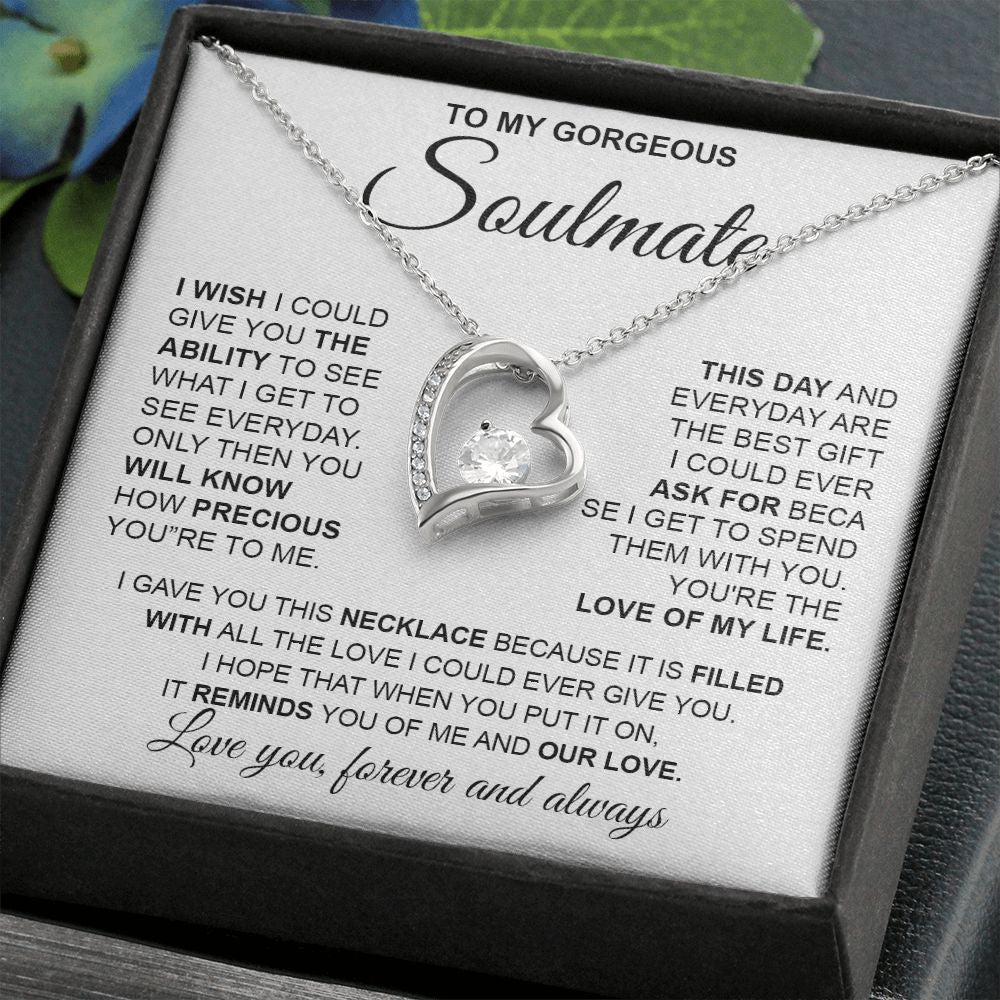 to My Soulmate Necklace from Husband, Necklaces for Wife from Husband, to My Soulmate Necklace for Women, Soulmate Jewelry for Wife Anniversary Jewelry Gifts for Wife Birthday Gifts from Husband Forever Love