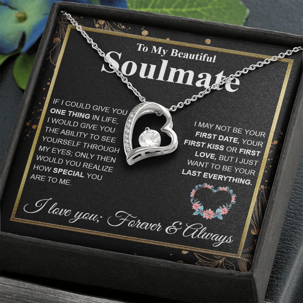 Beautiful Soulmate Necklace My Last Everything, Promise Necklace For Her, Fiance Gifts For Her, Wedding Valentine Gifts For Future Wife With Message Card Box LED, Soulmate Necklace For Women, To My Wife Necklace Forever Love