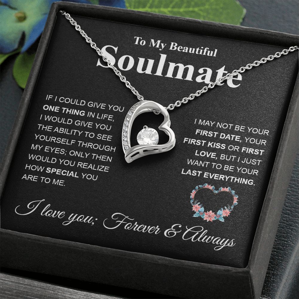 Beautiful Soulmate Necklace My Last Everything, Promise Necklace For Her, Fiance Gifts For Her, Valentine Gifts For Future Wife With Message Card Box LED, Soulmate Necklace For Women, To My Wife Necklace Forever Love