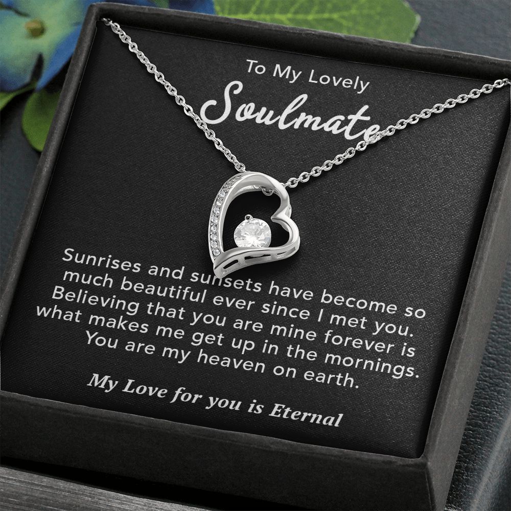 To My Lovely Soulmate Necklace Gift From Husband To My Badass Wife Pendant Valentine Jewelry with Message Card and Gift Box. Gift for Wife. Necklace Gift Set for Wife Necklace Gifts Box Gift Box Styles Forever Love
