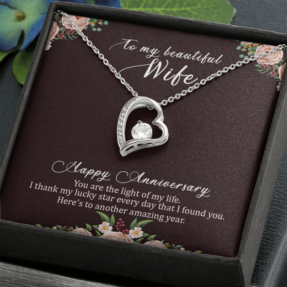 To My Beautiful Wife Necklace, Wife Necklace, Wife Gift, WIfe Gift From Husband, Happy Anniversary, Meaningful Necklace Message Card and Gift Box Styles on Birthday, Christmas, Anniversary  Forever Love