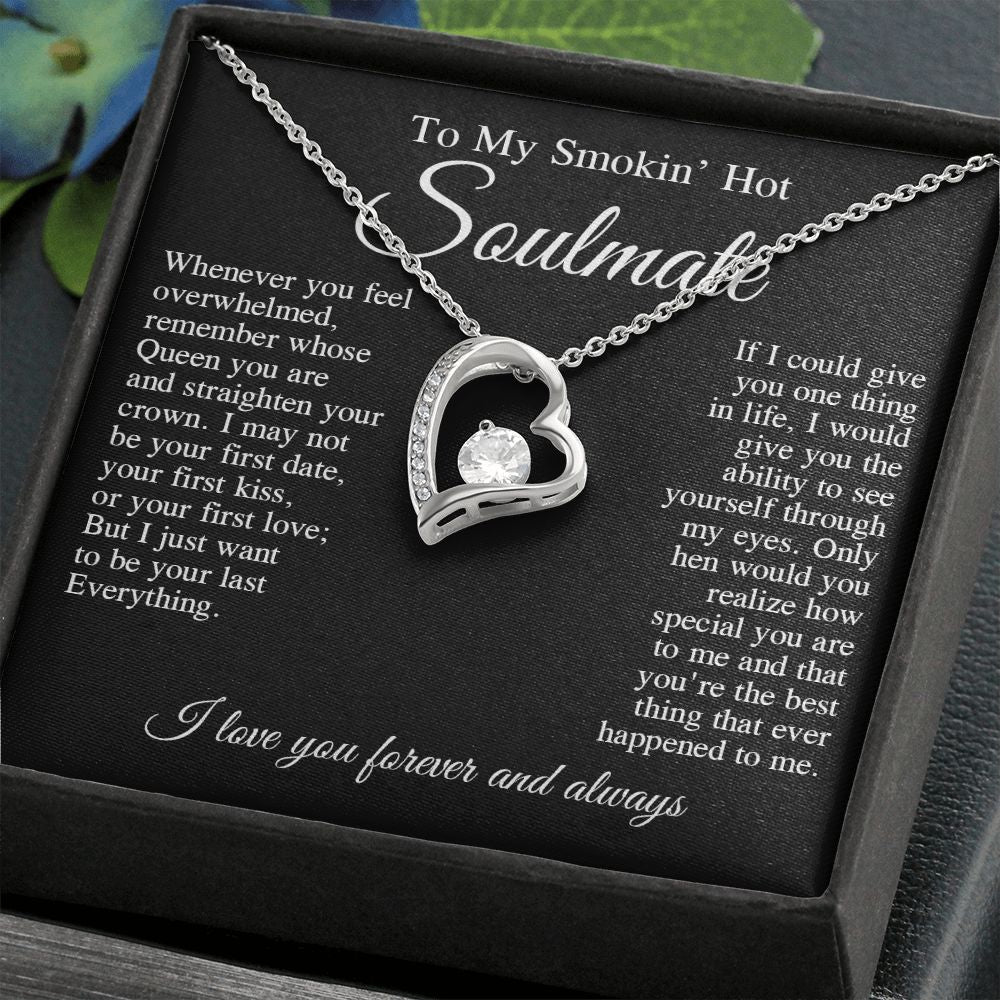 To My Smokin Hot Soulmate Necklace, Valentine Anniversary Jewelry for Women, Anniversary Gifts For Wife From Husband To My Wife Necklace Message Card and Necklace Gift Box Gift Box Styles on Birthday, Wedding, Anniversary, Valentine Forever Love