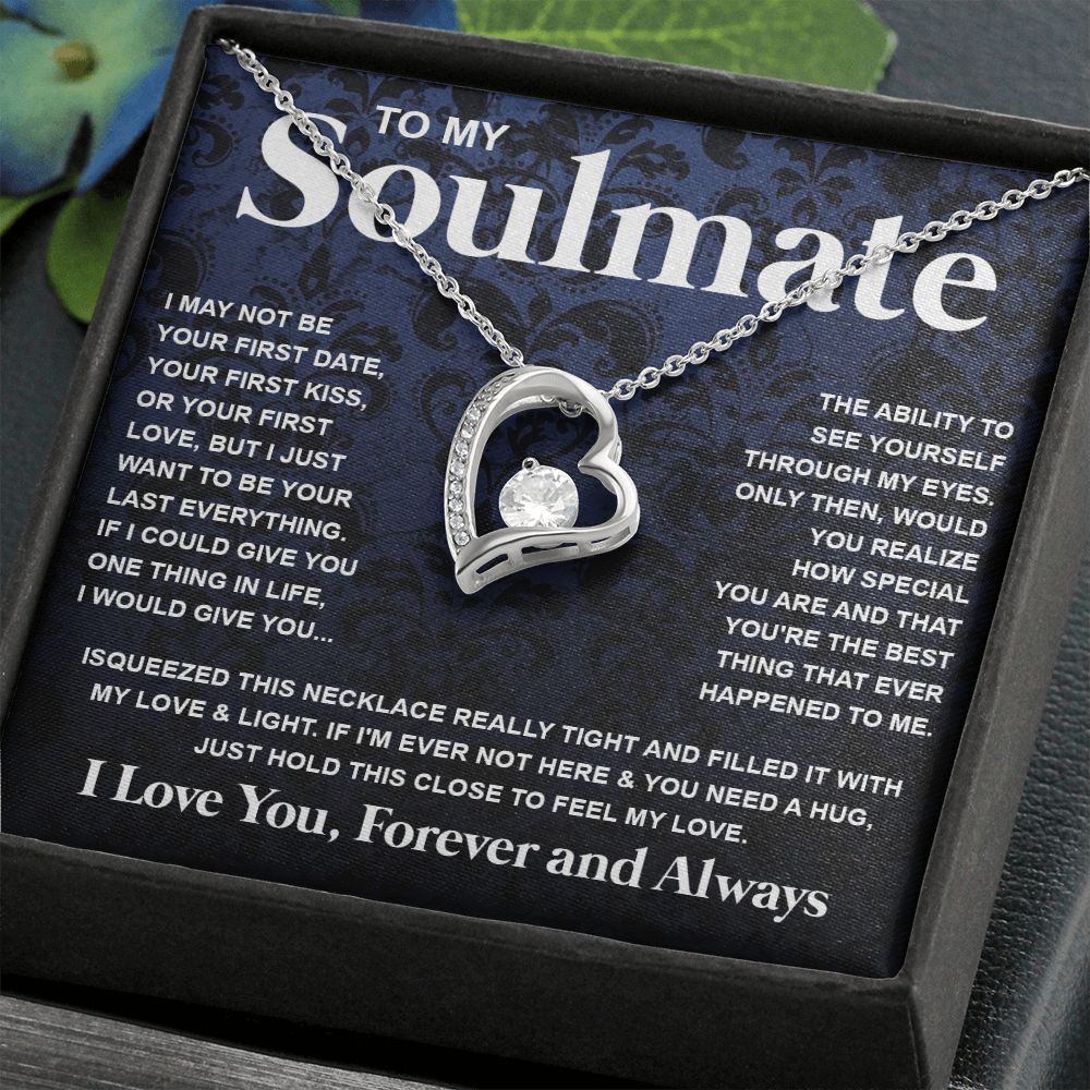 Couples Gifts Necklace To My Soulmate Necklace Anniversary Christmas Jewelry Romantic Gifts For My Wife Pendant Jewelry with Message Card and Box Necklaces for Women Valentines Day Happy Anniversary Wedding Present Forever Love