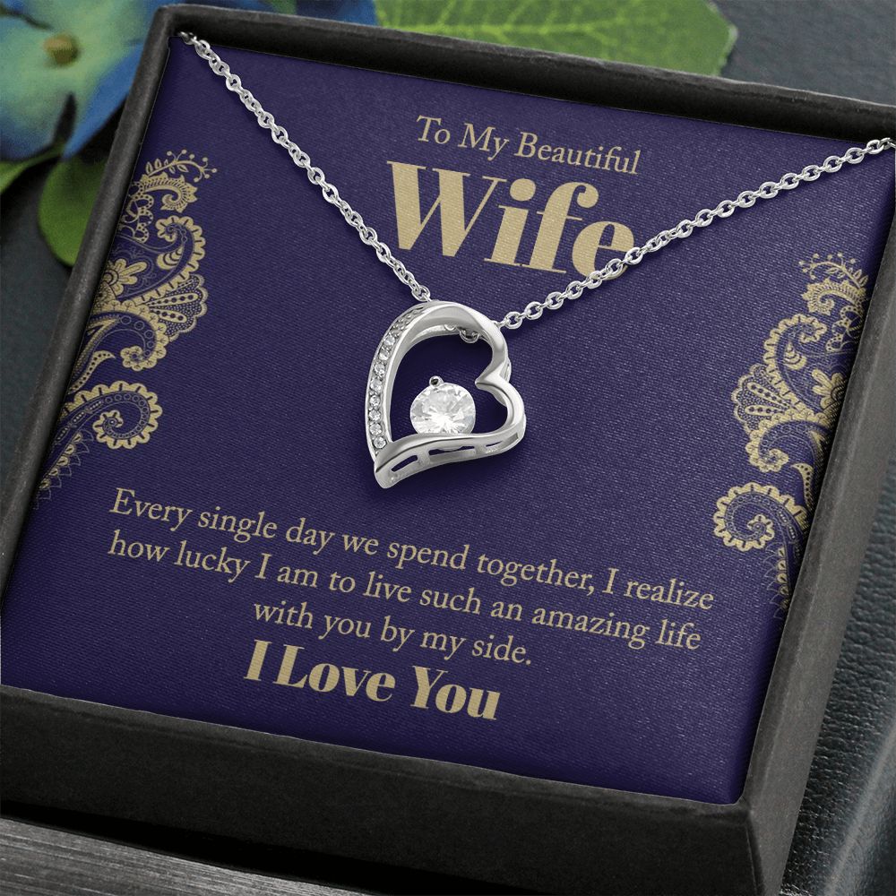 To My Beautiful Wife, Love Knot Necklace Gifts For Wife From Husband, To My Soulmate Necklace For Women, To My Wife Necklace Wedding Anniversary, I Love You, Meaningful Necklace Message Card and Gift Box Styles on Birthday, Christmas, Anniversary Forever