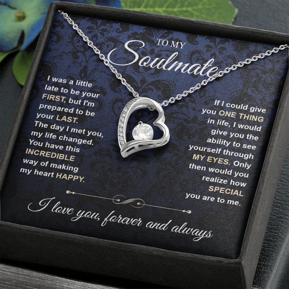 To My Soulmate Necklace for Women, Necklaces Gift For Wife from Husband, Soulmate Jewelry to My Future Wife Necklace and Necklace For Girlfriend with Message Card and Necklace Gift Box Gift Box Styles on Birthday, Christmas, Wedding, Anniversary Forever L