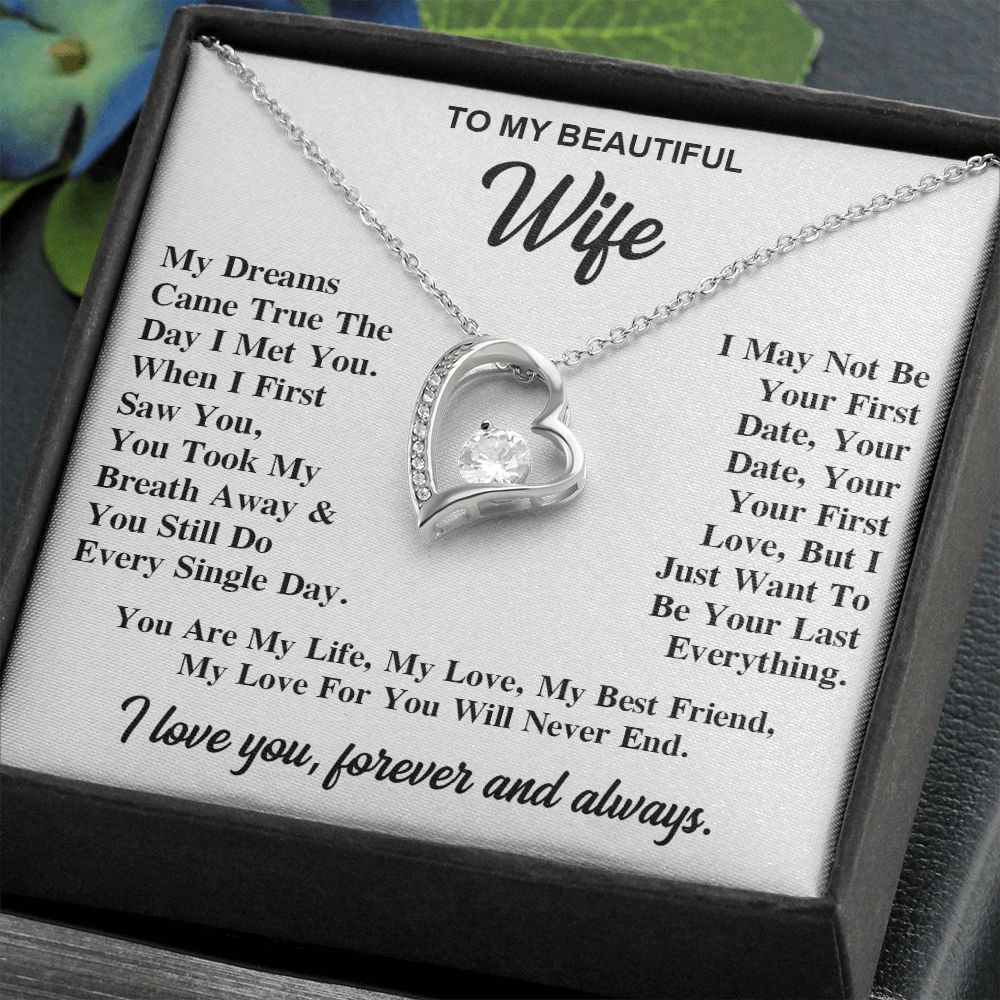 To My Wife Necklace Gift for Her, Soulmate Necklace, Necklaces for Wife from Husband, Valentine To My Wife Necklace, Soulmate Gifts, Necklace Message Card and Gift Box Styles on Birthday, Wedding, Anniversary, Valentine Forever Love