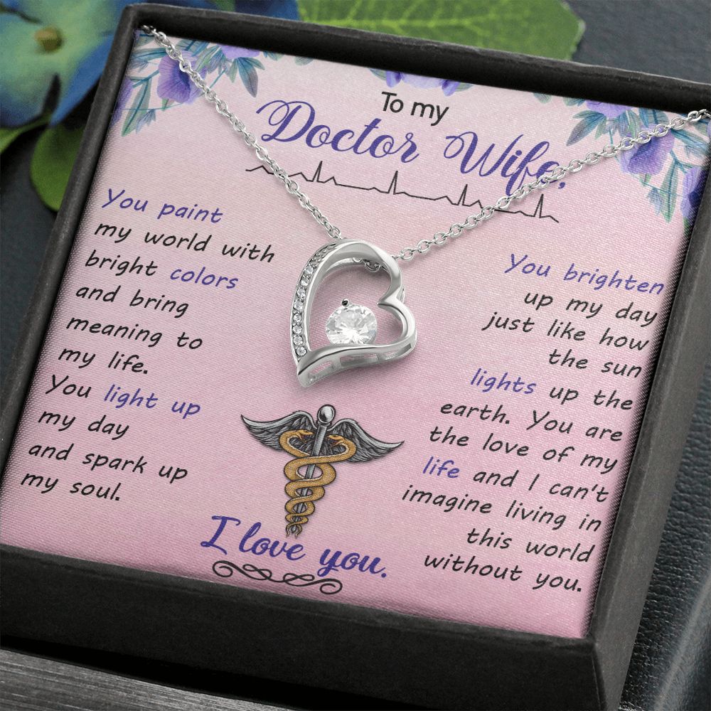 Couples Gifts, Doctor Wife Girlfriend Necklace Gifts From Husband, Wedding Anniversary Jewelry For Wife From Husband, Wife Birthday From Husband, To My Beautiful Wife Girlfriend Message Card and Gift Box styles On Birthday, Christmas, Anniversary  Forever