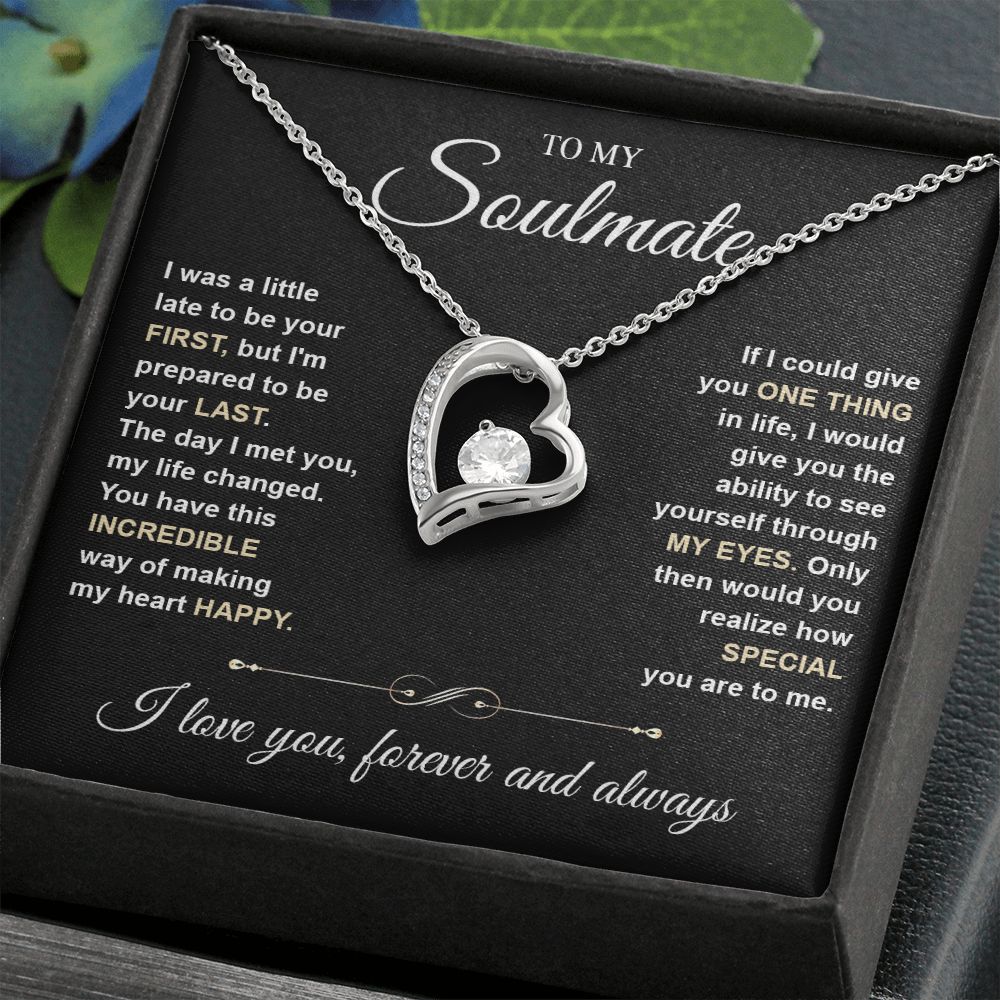 To My Soulmate Necklace for Women, Necklaces For Wife from Husband, Soulmate Jewelry to My Future Wife Necklace and Necklace For Girlfriend with Message Card and Necklace Gift Box Gift Box Styles on Birthday, Christmas, Wedding, Anniversary Forever Love
