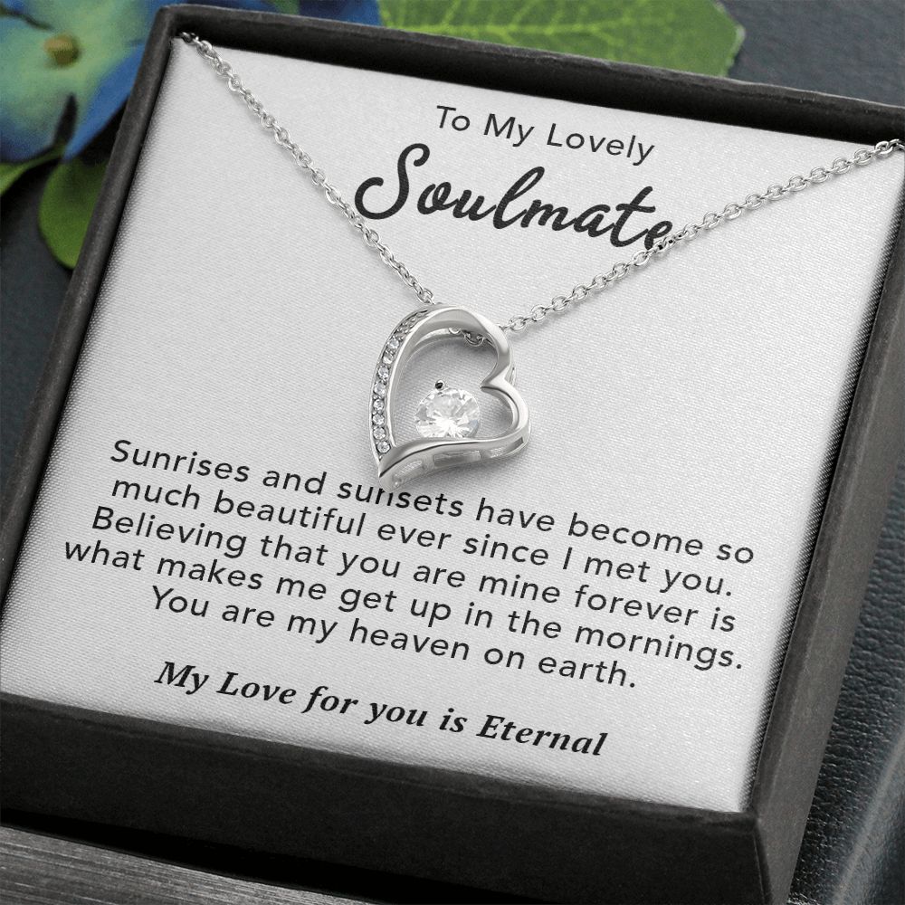 To My Lovely Soulmate Necklace Gift From Husband To My Badass Wife Pendant Anniversary Jewelry with Message Card and Gift Box. Gift for Wife. Necklace Gift Set for Wife Necklace Gifts Box Gift Box Styles Forever Love