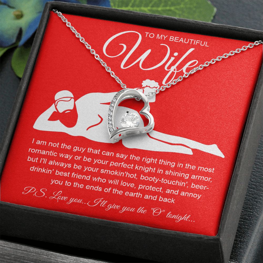 To My Beautiful Wife Necklace For Women, Funny Gifts For Girlfriend,Valentine Presents For Girlfriend, Best Birthday Meaningful Gift Ideas For Wife, Women Romantic Jewelry For Her Anniversary Message Card and Gift Box Styles Forever Love