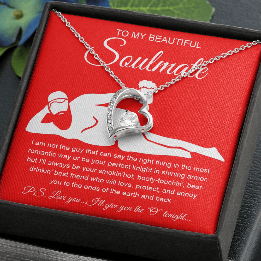 To My Beautiful Soulmate Necklace For Women, Funny Gifts For Girlfriend,Valentine Presents For Girlfriend, Best Birthday Meaningful Gift Ideas For Wife, Women Romantic Jewelry For Her Anniversary Message Card and Gift Box Styles Forever Love