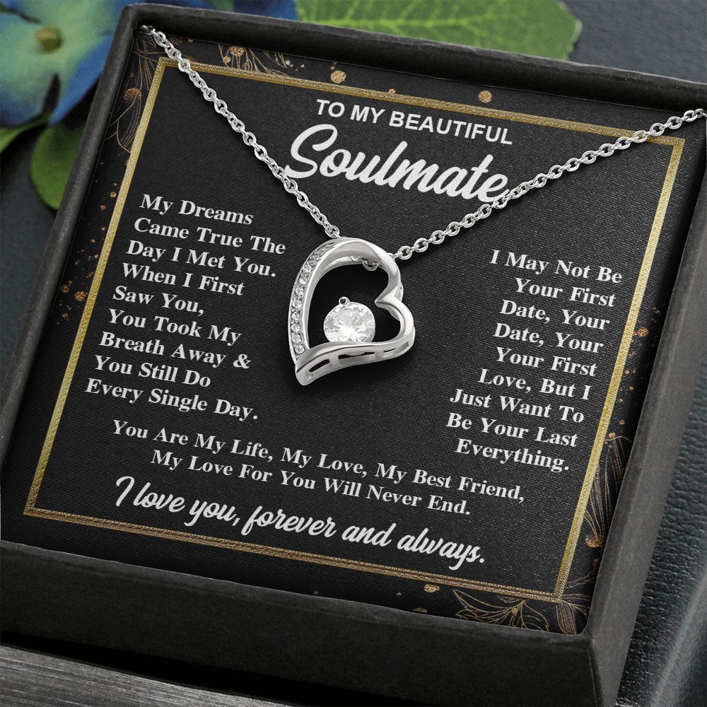 To My Soulmate Necklace Gift for Her, Soulmate Necklace, Necklaces for Wife from Husband, Birthday To My Wife Necklace, Soulmate Gifts, Necklace Message Card and Gift Box Styles on Birthday, Wedding, Anniversary, Valentine Forever Love